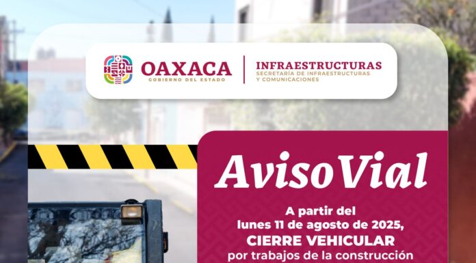 Anuncia SIC cierre vehicular en la calle Sabinos de Xoxocotlán por obra vial