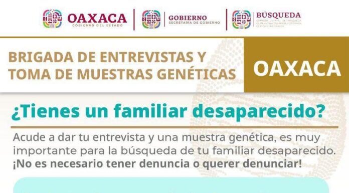 Convoca CLB Oaxaca a familias a participar en la Primera Brigada de Entrevistas y Toma de Muestras Genéticas