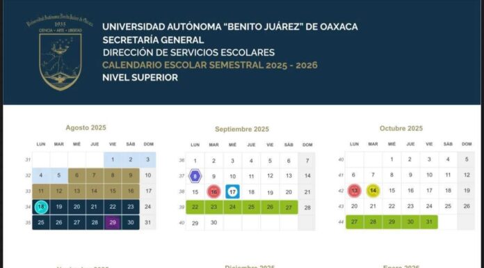 ¡Ya está disponible el Calendario Escolar Ciclo 2025-2026 de la UABJO!