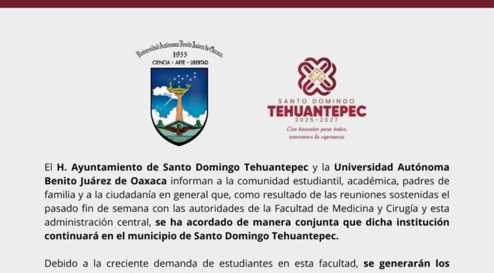 A la comunidad universitaria de la UABJO sede Santo Domingo Tehuantepec