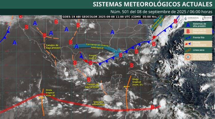 Este lunes se prevén lluvias y tormentas fuertes en Sierra Sur, Costa e Istmo