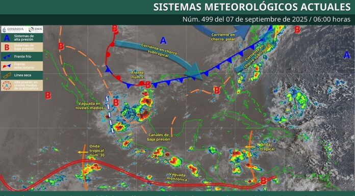 Continuarán lluvias con tormentas localmente fuertes, actividad eléctrica y posible caída de granizo en Oaxaca