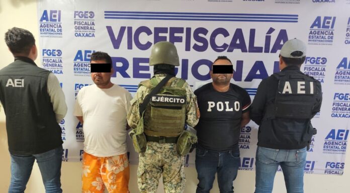 Fiscalía de Oaxaca captura a J.A.R.S., alias “Ricoy” y S.Z.M., alias “Zamora” por feminicidio cometido en calles del Istmo