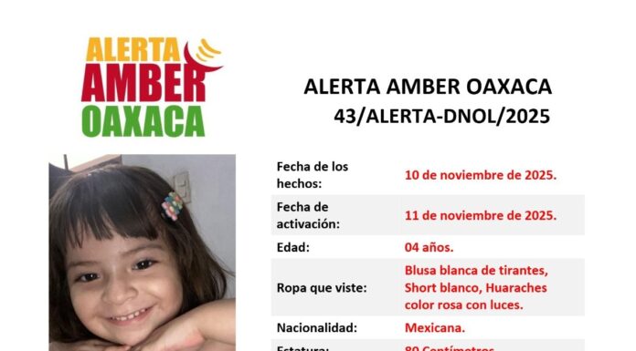 Fiscalía de Oaxaca y Gabinete de Seguridad Estatal intensifican búsqueda con vida de niña reportada como no localizada en Juchitán