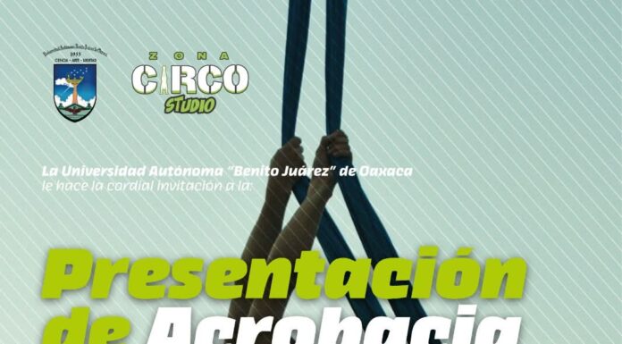 Presentación de acrobacia en tela y aro de la UABJO