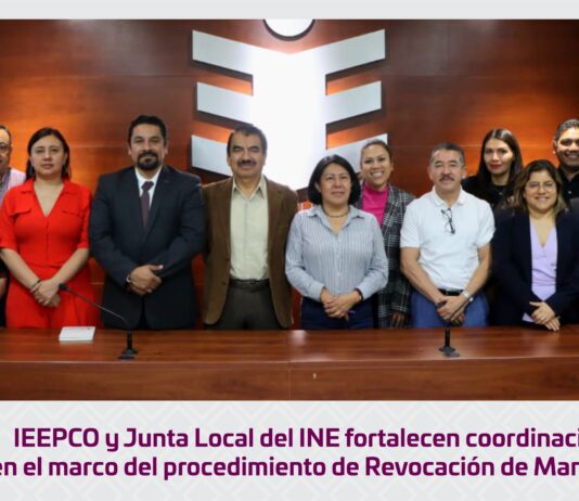 IEEPCO y Junta Local del INE fortalecen coordinación en el marco del procedimiento de Revocación de Mandato