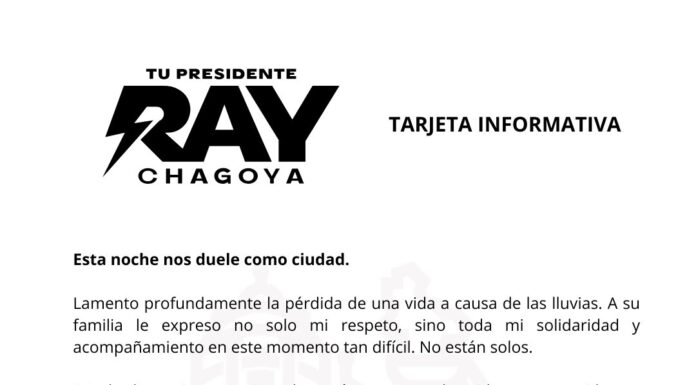Tarjeta Informativa de Ray Chagoya, Presidente Municipal de Oaxaca de Juárez
