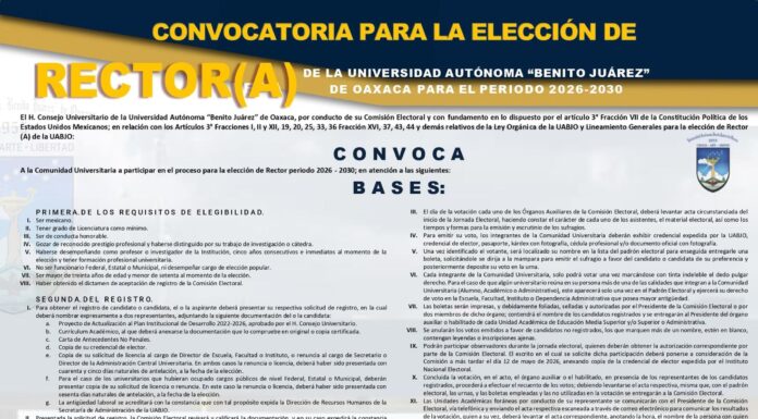 Convocatoria para la elección del Rector de la UABJO