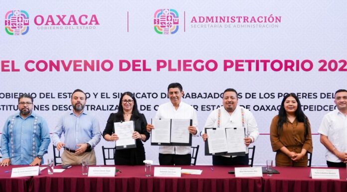 Firman Gobierno de Oaxaca y STPEIDCEO Convenio del Pliego Petitorio 2026