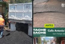 El Municipio de Oaxaca de Juárez realizó trabajos de bacheo en la calle Antonio Roldán, en San Felipe del Agua