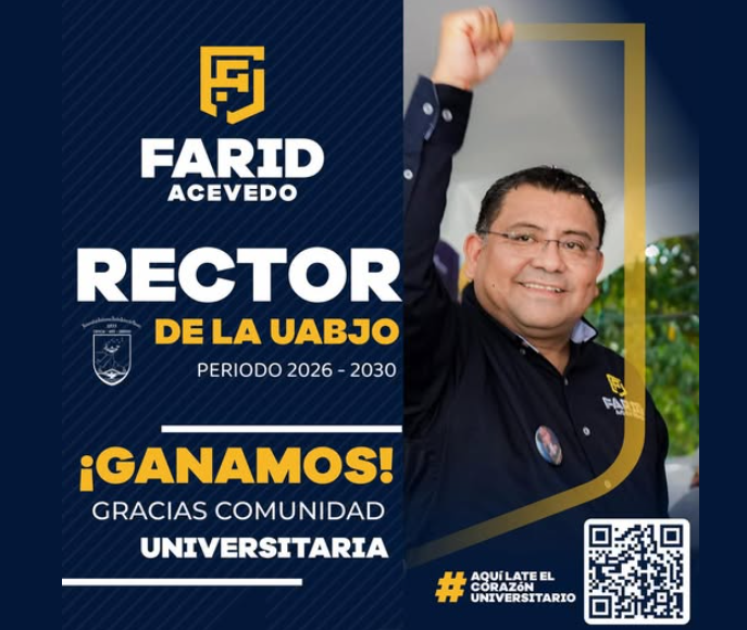 Farid Acevedo López se proclama ganador de la contienda para rector y agradece a la comunidad universitaria