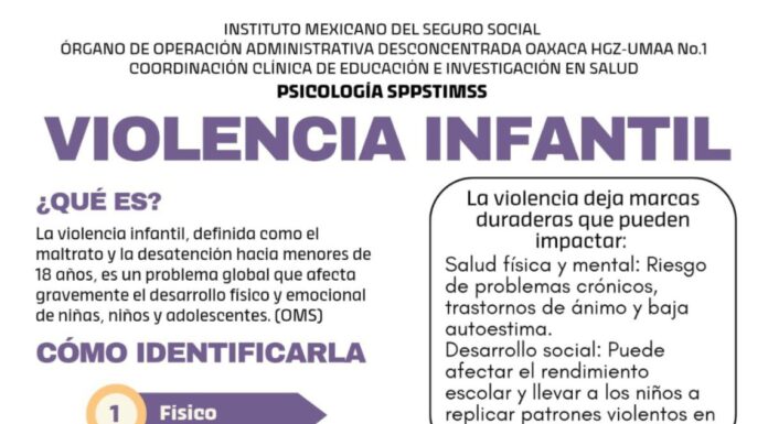 Llama IMSS Oaxaca a proteger a la infancia de la violencia vicaria