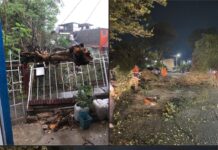 Protección Civil de Oaxaca de Juárez atiende los reportes de vecinas y vecinos en diferentes zonas de la capital tras la lluvia de esta tarde