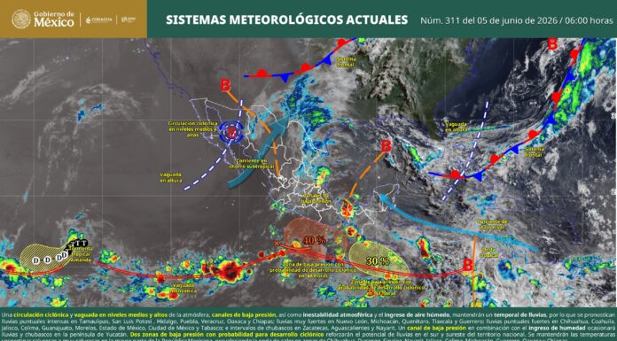 Interacción de sistemas atmosféricos provocarán lluvias significativas en Oaxaca