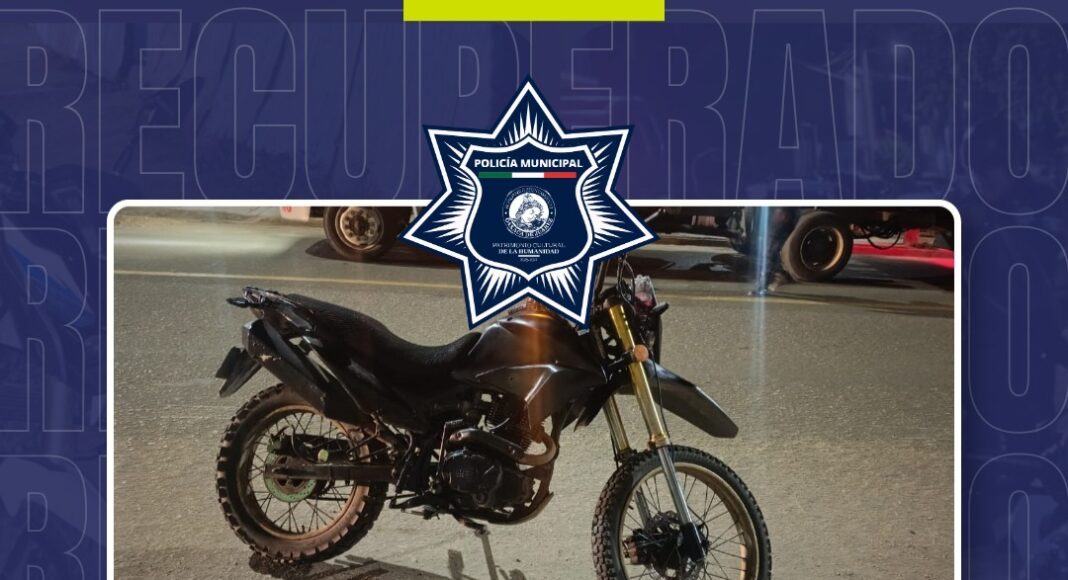 Operativo Luciérnaga permite asegurar motocicleta con número de serie presuntamente alterado