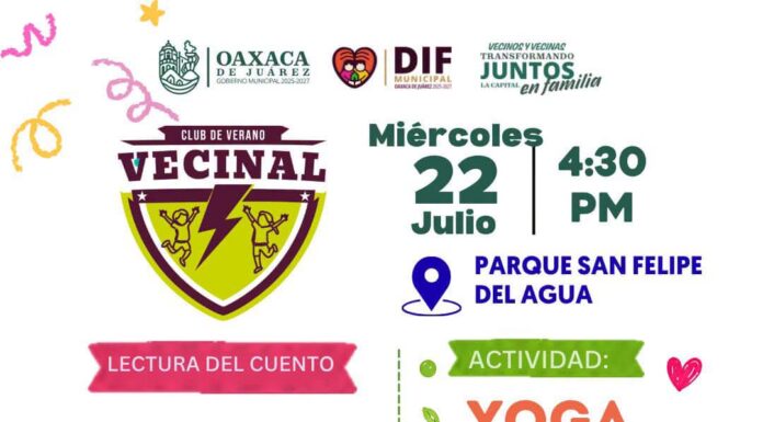 Invitan al Club de Verano Vecinal en San Felipe del Agua