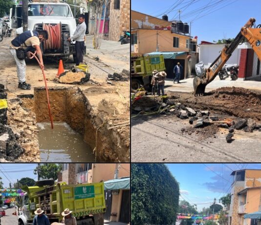 En coordinación con el Gobierno del Estado de Oaxaca, el Gobierno Municipal de Oaxaca de Juárez atiende el socavón registrado en la calle Genaro Vázquez