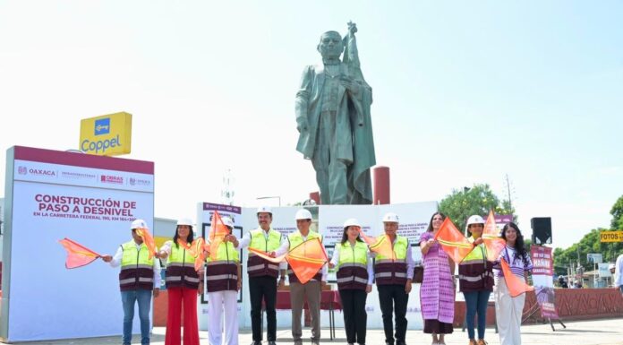 La transformación de Oaxaca se construye, arranca Salomón Jara obra del paso a desnivel en la carretera federal 190 kilómetro 184 + 300