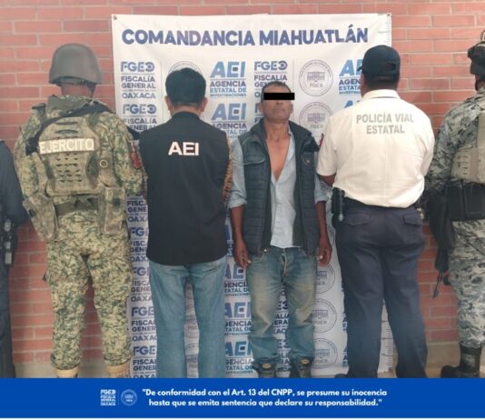 FGEO ejecuta orden de aprehensión contra hombre investigado por violencia familiar ocurrida en Miahuatlán