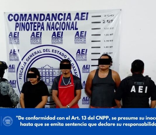 Ejecuta FGEO orden de cateo en Pinotepa Nacional; asegura diversas dosis de droga y detiene a tres personas