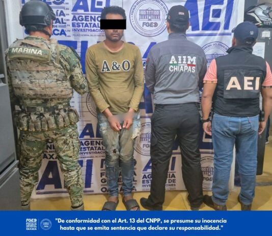 Fiscalía de Oaxaca detiene en Salina Cruz a hombre requerido por autoridades de Chiapas por su probable responsabilidad en el delito de robo con violencia