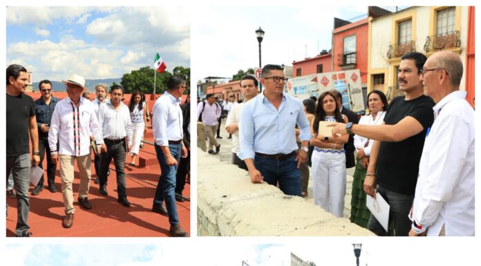 Ray Chagoya supervisa trabajos de rehabilitación y mantenimiento del Palacio Municipal de Oaxaca de Juárez