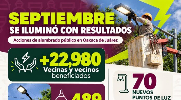 Oaxaca de Juárez fortalece el alumbrado público durante septiembre